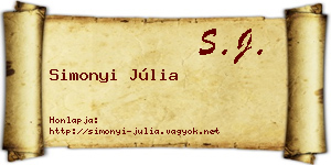 Simonyi Júlia névjegykártya