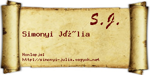 Simonyi Júlia névjegykártya