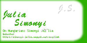 julia simonyi business card